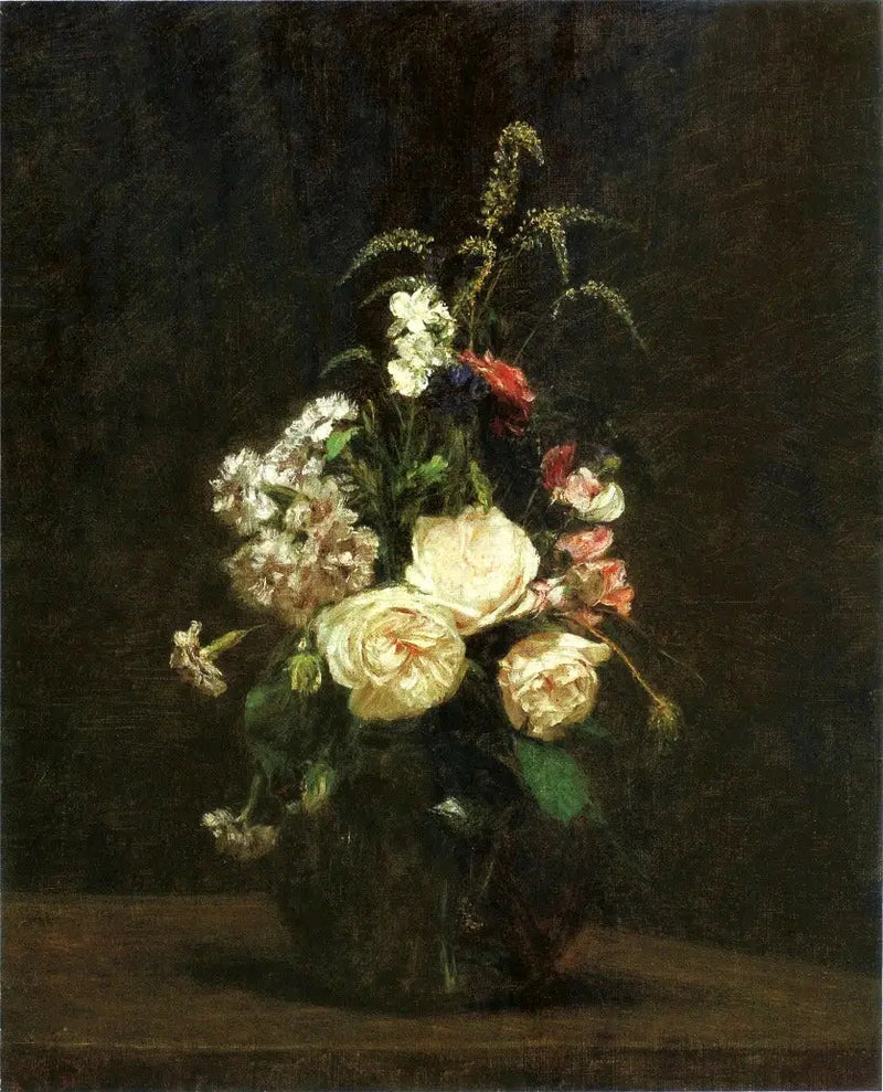 Flores em um vaso de vidro. - Henri Fantin-Latour