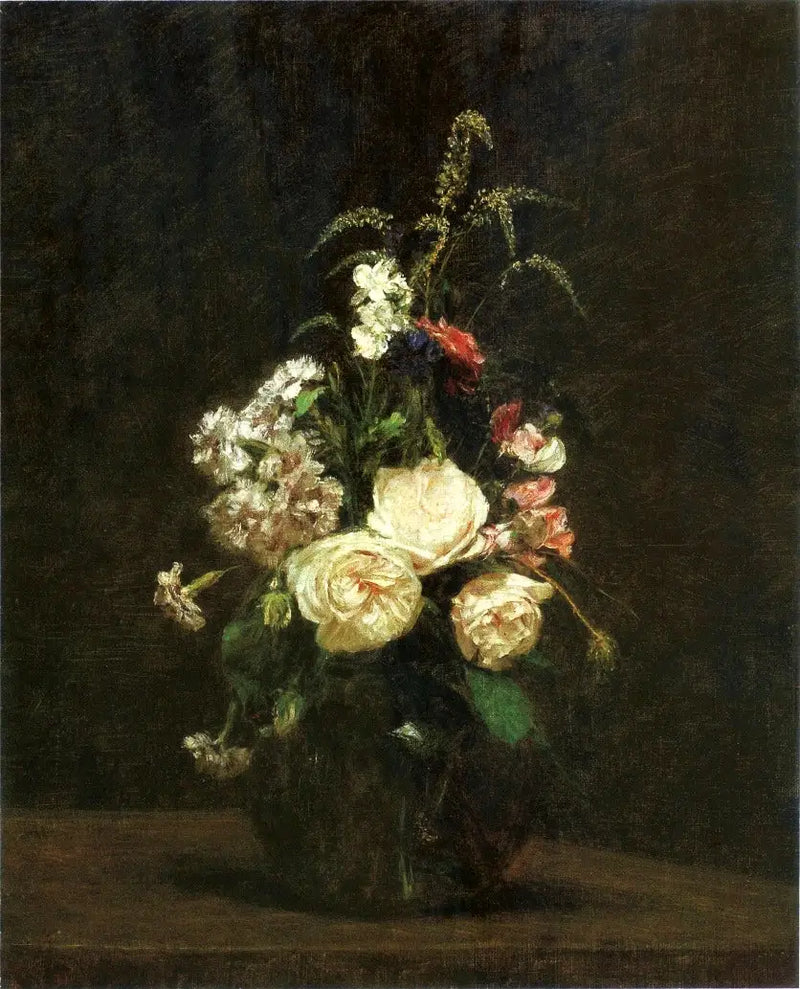 Flores em um vaso de vidro. - Henri Fantin-Latour