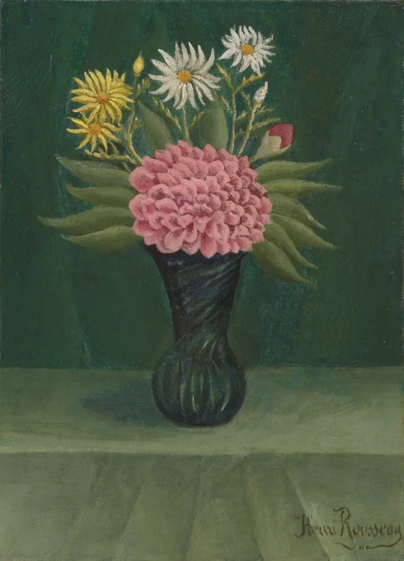 Flores e dália em um vaso - Henri Rousseau