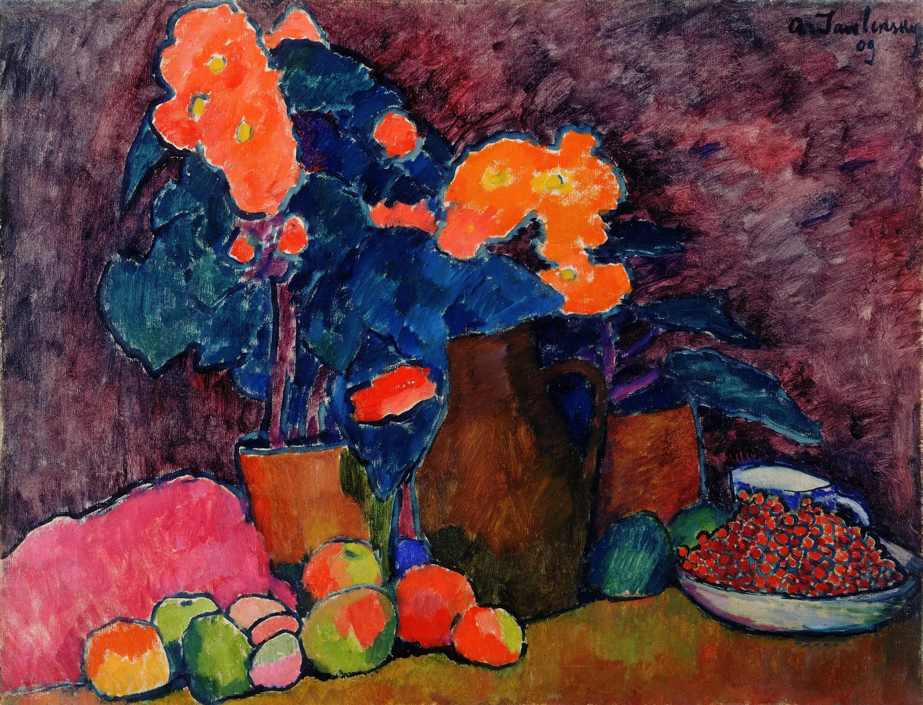 Fleurs fruits et cruche - Alexej von Jawlensky - Alpha Reproduction
