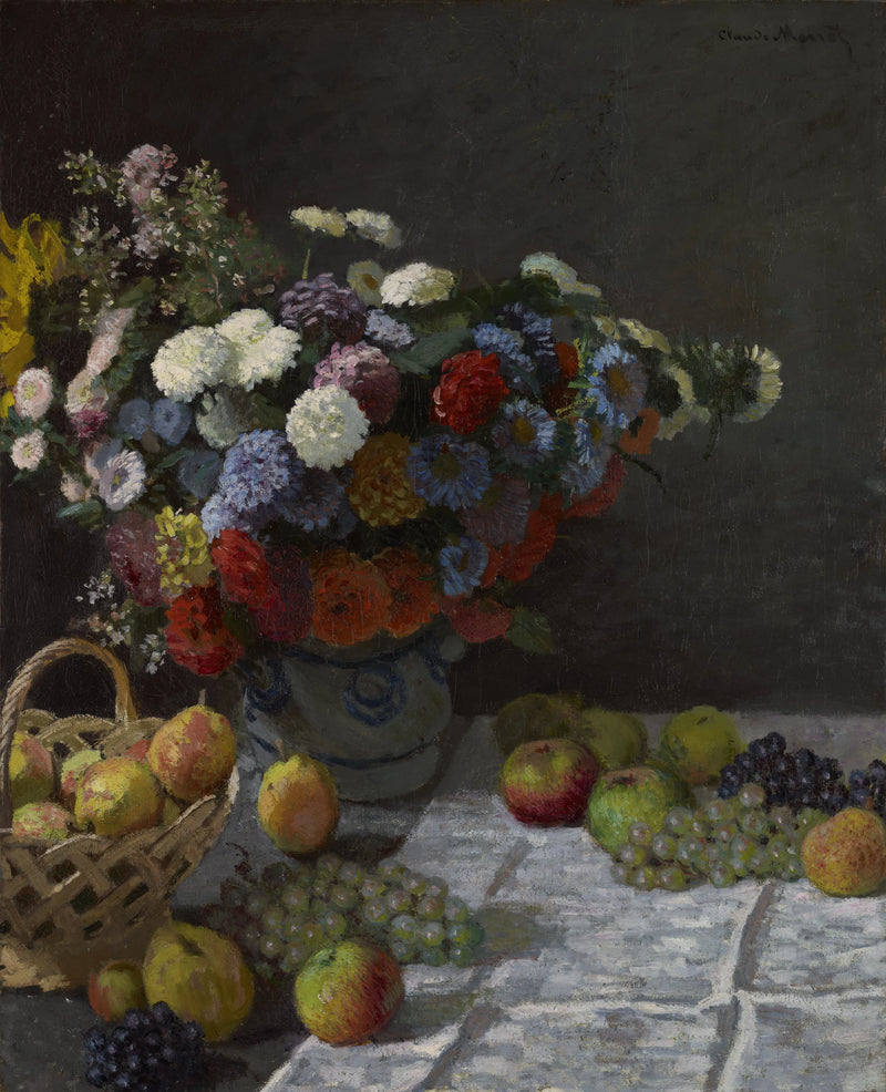 A vida com flores e frutas - Claude Monet