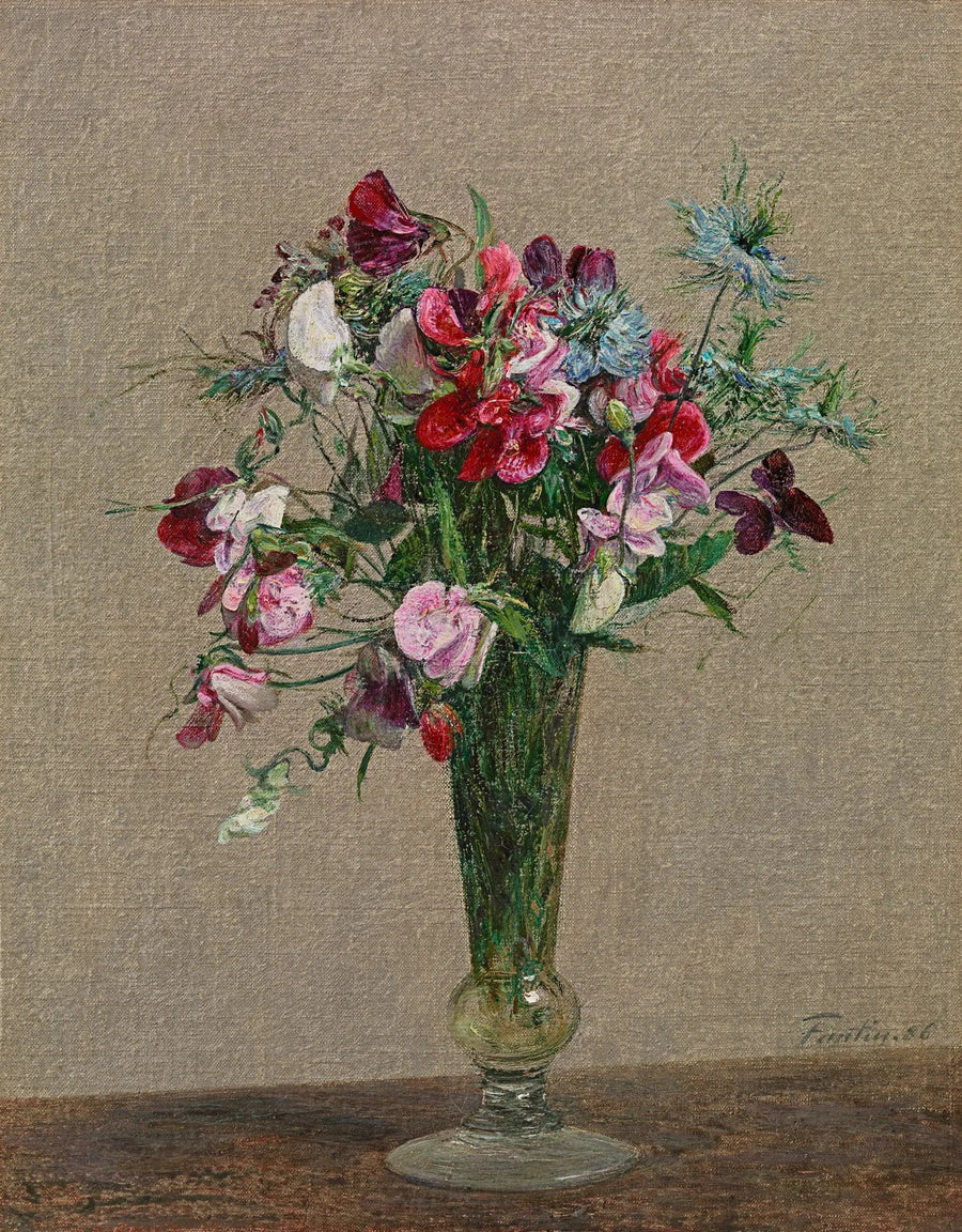 Flores, botões de perfume e narcisos em um pequeno vaso - Henri Fantin-Latour