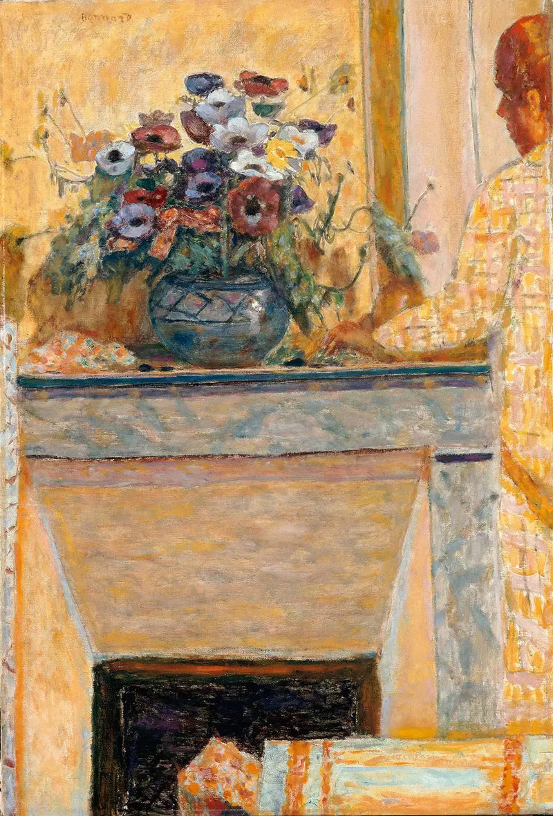Flores sobre uma lareira em Cannet - Pierre Bonnard