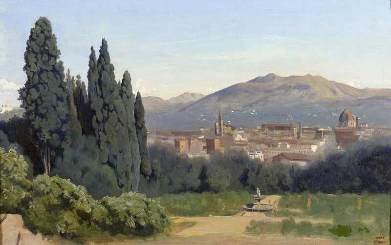 Florença, Vista dos Jardins Boboli - Jean-Baptiste Camille Corot