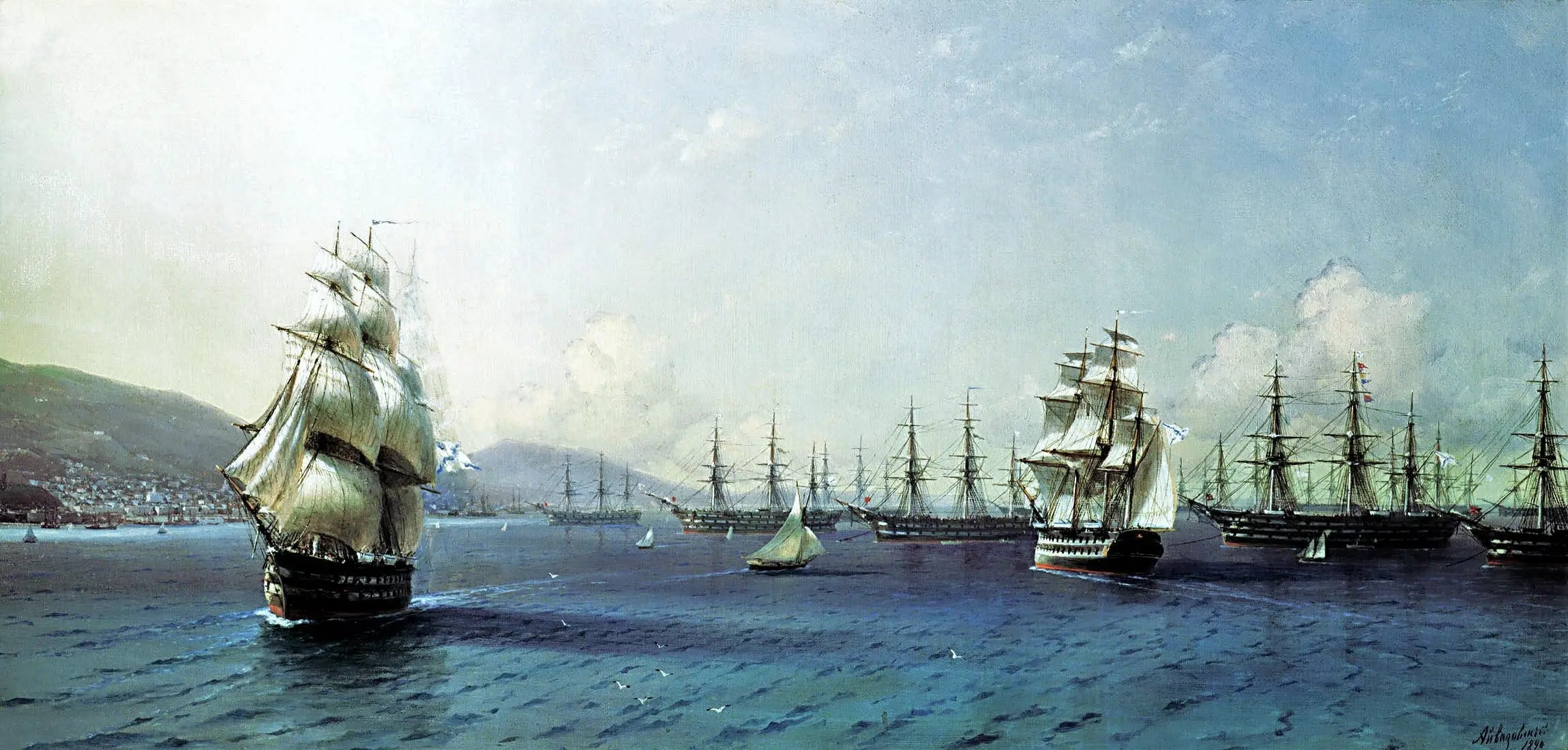 Flotte de la mer Noire dans la baie de Théodosie juste avant la guerre de Crimée - Ivan Aïvazovski - Alpha Reproduction