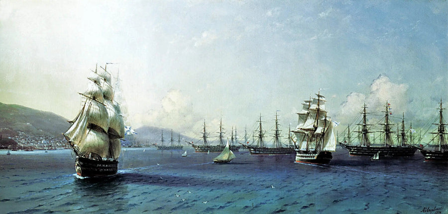 Frota do Mar Negro na baía de Tróade, pouco antes da Guerra da Crimeia - Ivan Aivazovsky