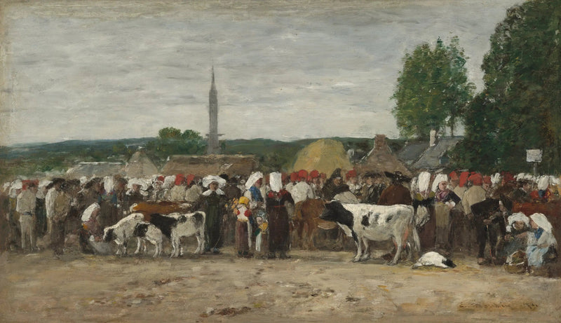 Feira na Bretanha - Eugène Boudin