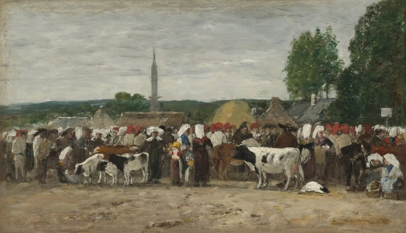 Feira na Bretanha - Eugène Boudin