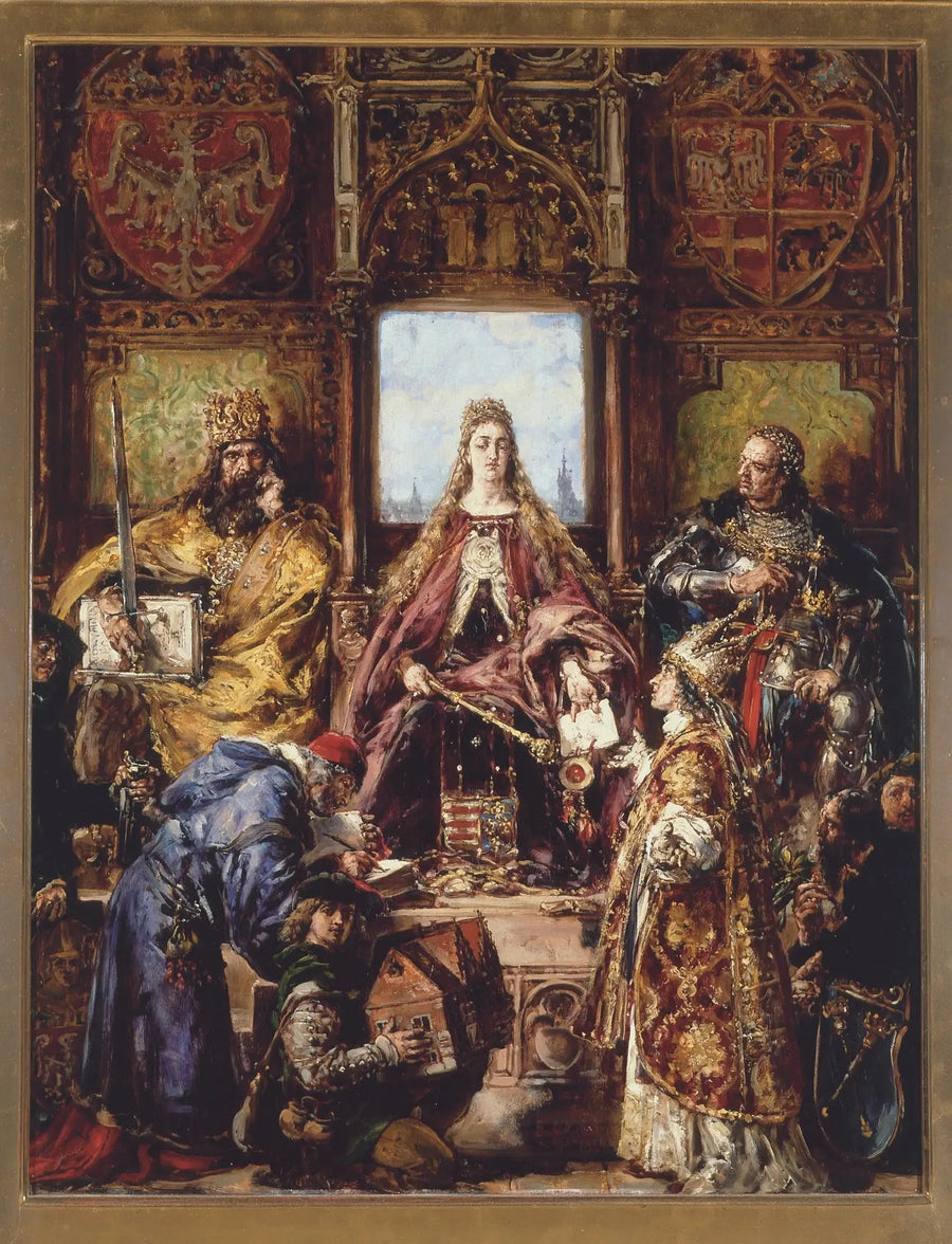 Fundação da Academia, 1361–1399–1400 d.C., da série « História da civilização na Polônia » - Jan Matejko