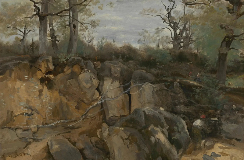 Floresta de Fontainebleau, pedreira de arenito abandonada - Jean-Baptiste Camille Corot