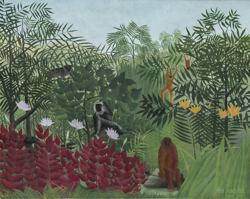 Floresta tropical com macacos - Henri Rousseau