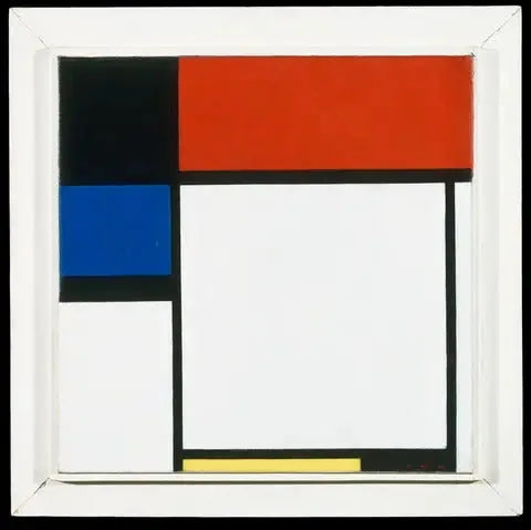 Fox Trot B, com preto, vermelho, azul e amarelo - Piet Mondrian
