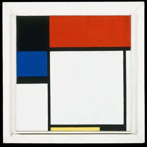 Fox Trot B, com preto, vermelho, azul e amarelo - Piet Mondrian