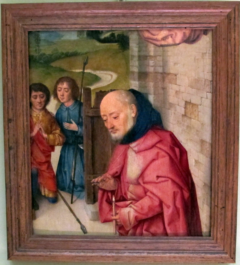 fragmento de uma Natividade com São José e dois pastores - Dirk Bouts