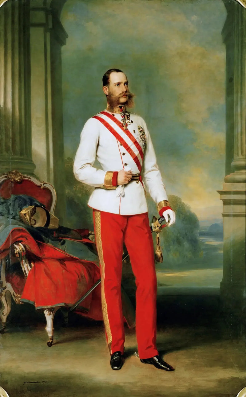 Francisco José I, imperador da Áustria, vestindo um uniforme de marechal com a grande estrela da ordem militar de Maria Teresa - Franz Xaver Winterhalter