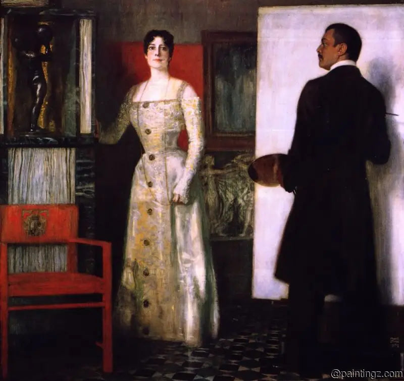 Franz e Mary presos no estúdio - Franz Von Stuck