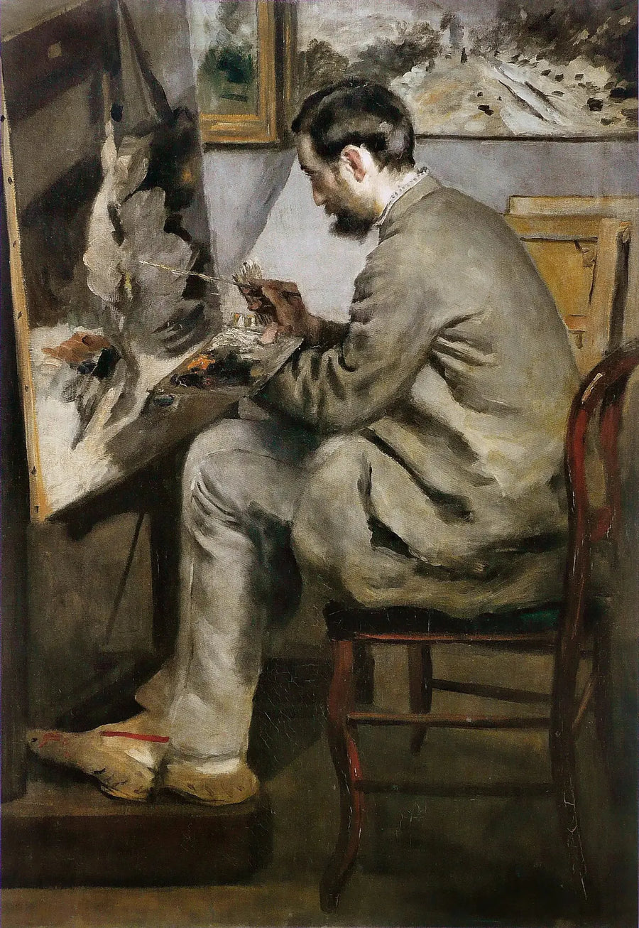 Frédéric Bazille pintando em seu cavalete - Pierre-Auguste Renoir