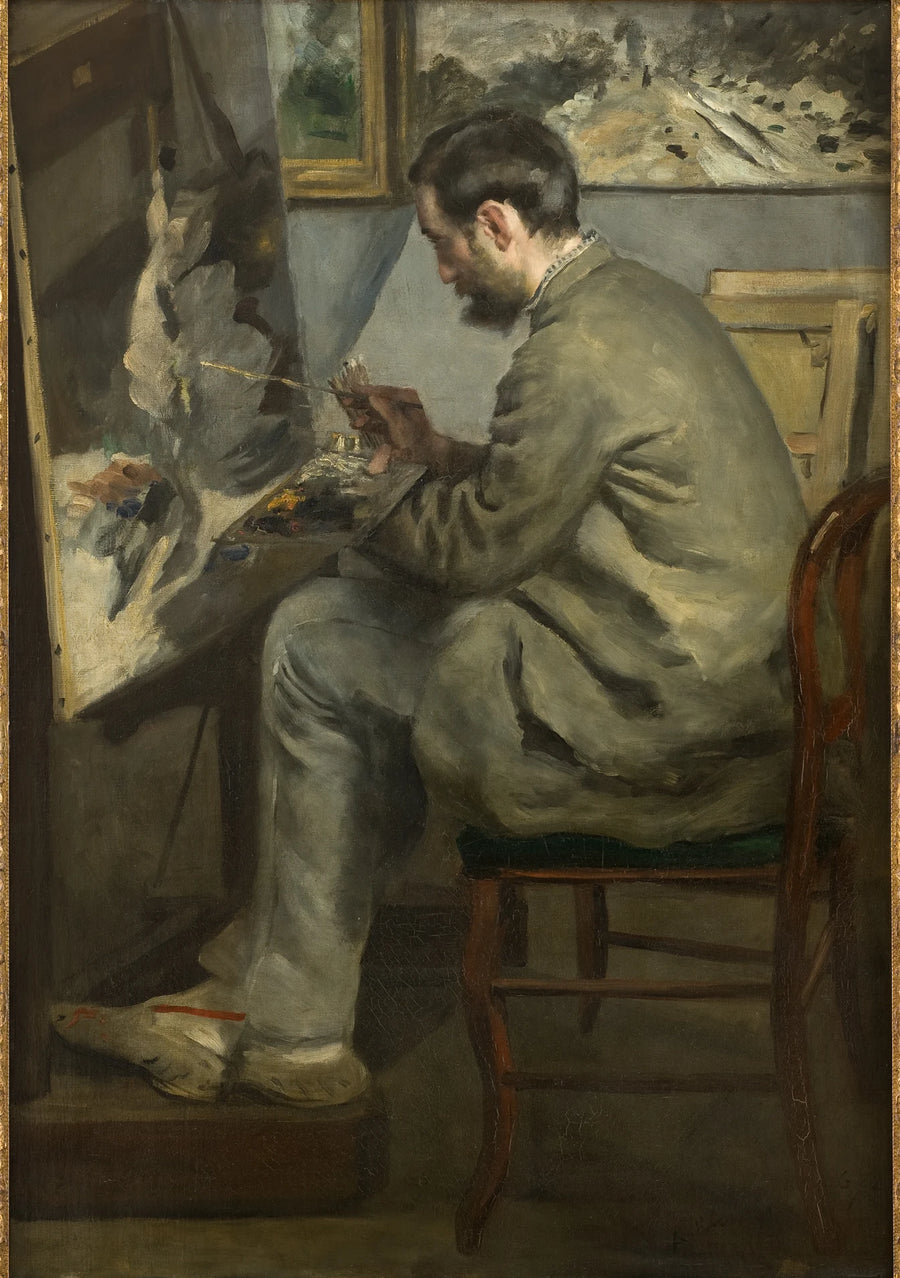 Frédéric Bazille pintando em seu cavalete - Pierre-Auguste Renoir