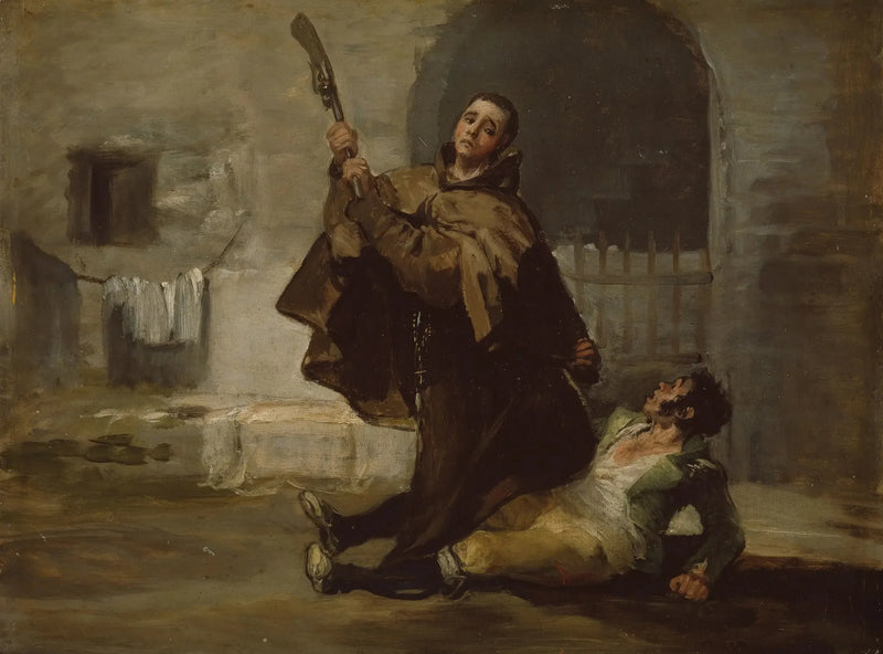Irmão Pedro atinge El Maragato com a coronha do rifle - Francisco de Goya