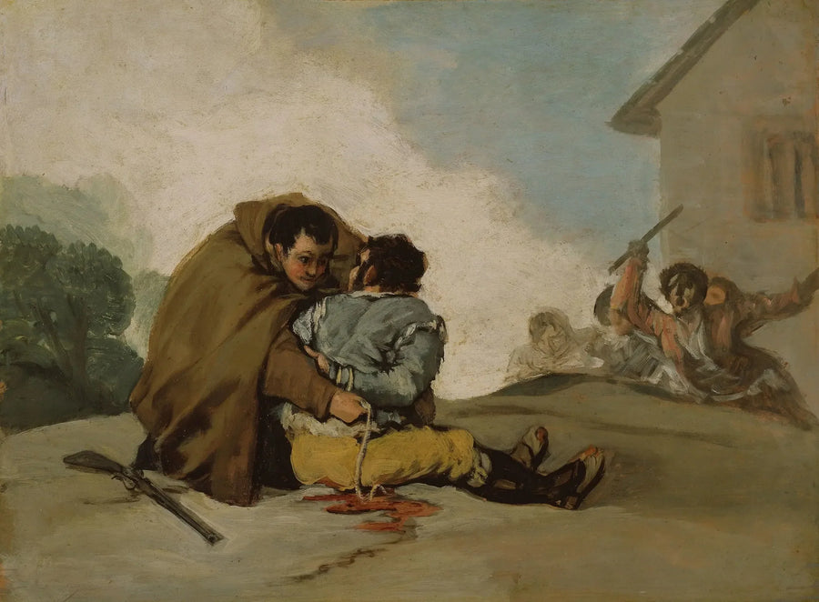 Irmão Pedro amarra El Maragato com uma corda - Francisco de Goya
