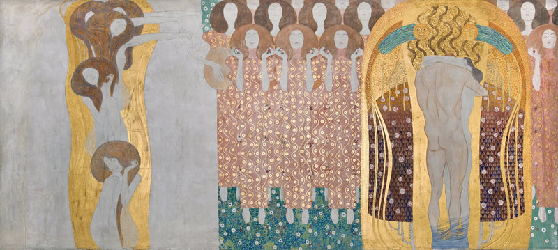 Friso Beethoven (placa 8, parede direita): O desejo de felicidade é acalmado pela poesia - Gustav Klimt