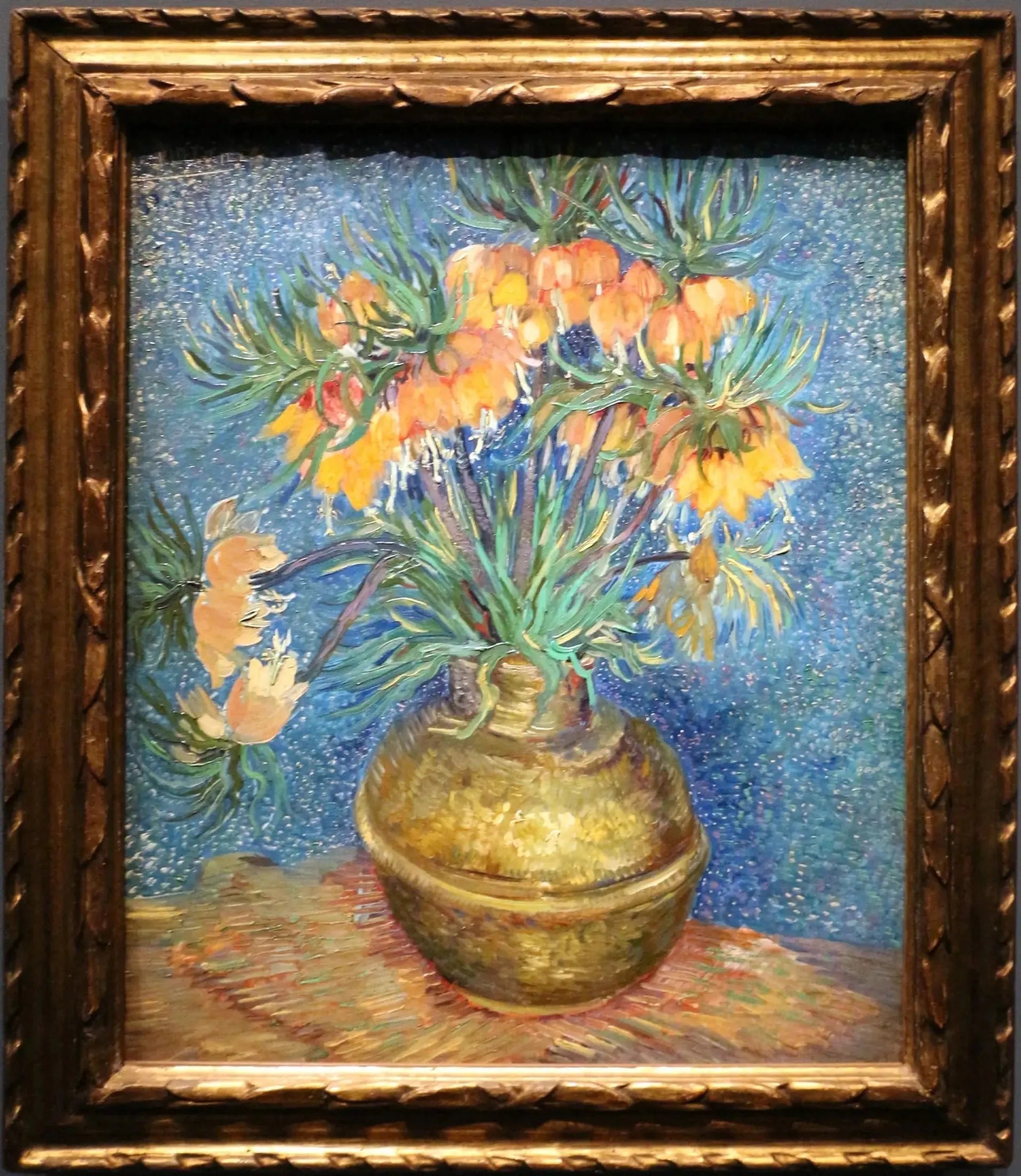 Fritillaires couronne impériale dans un vase de cuivre - Vincent van Gogh image 1 copie peinte à la main à l’huile