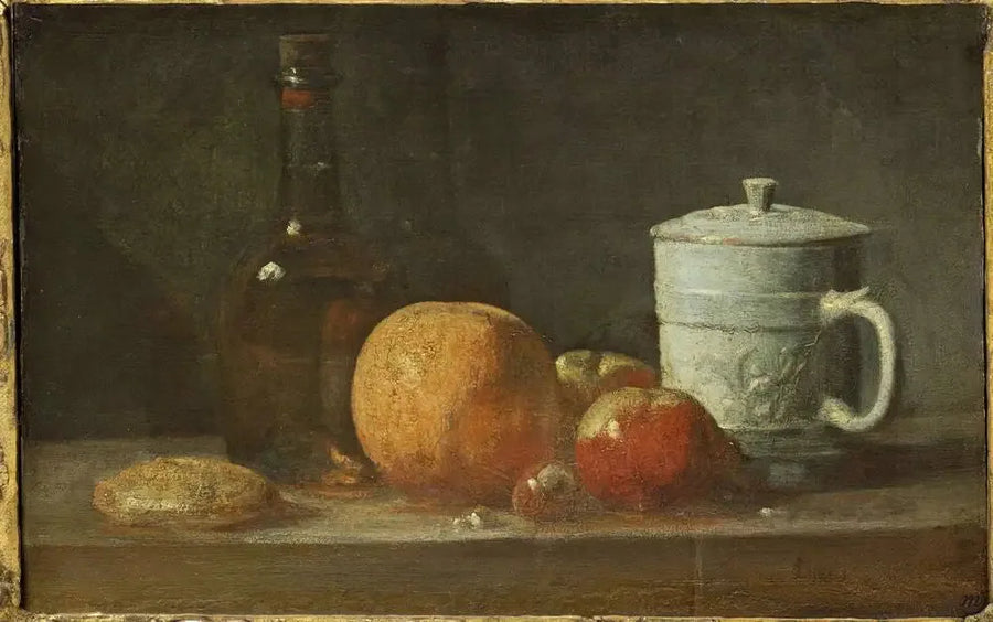 Frutas, Garrafa, Jarra e Massa de Pão - Jean Simeón Chardin