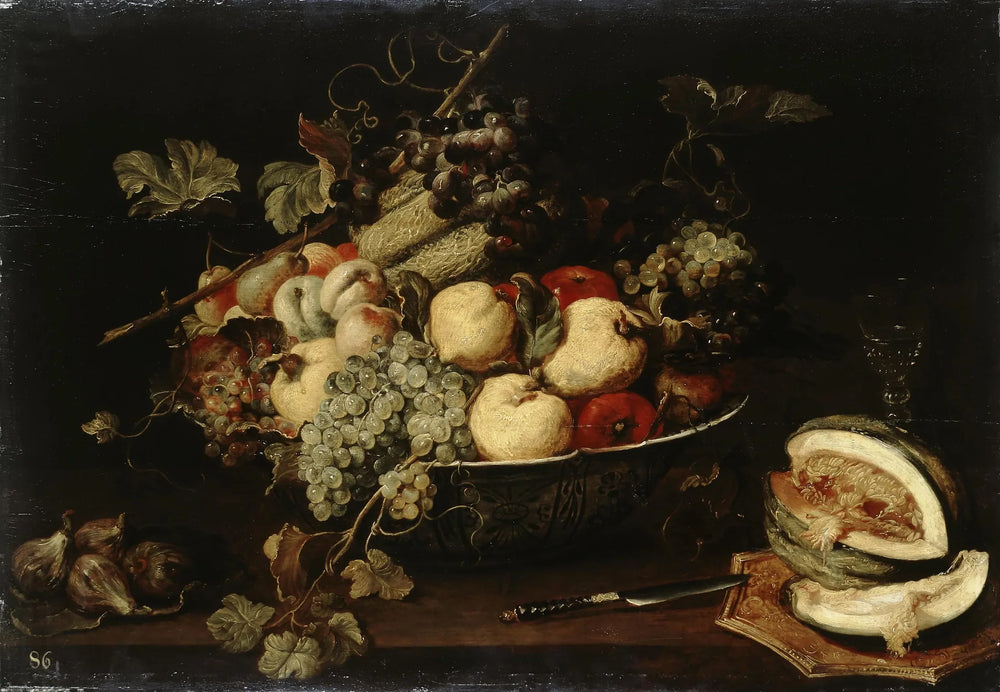 Fruits dans un bol et melon tranché - Frans Snyders image 1 reproduction artisanale de tableau