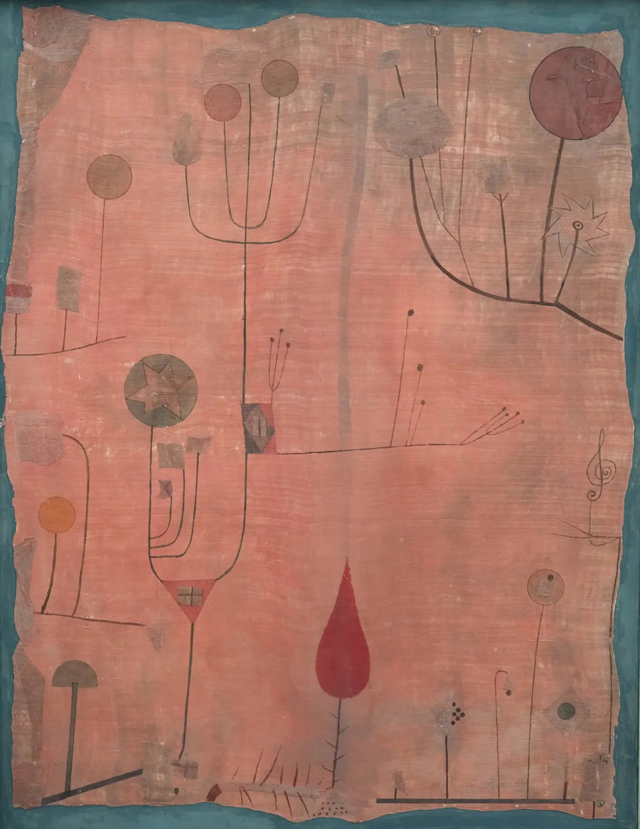 Frutas sobre fundo vermelho - Paul Klee