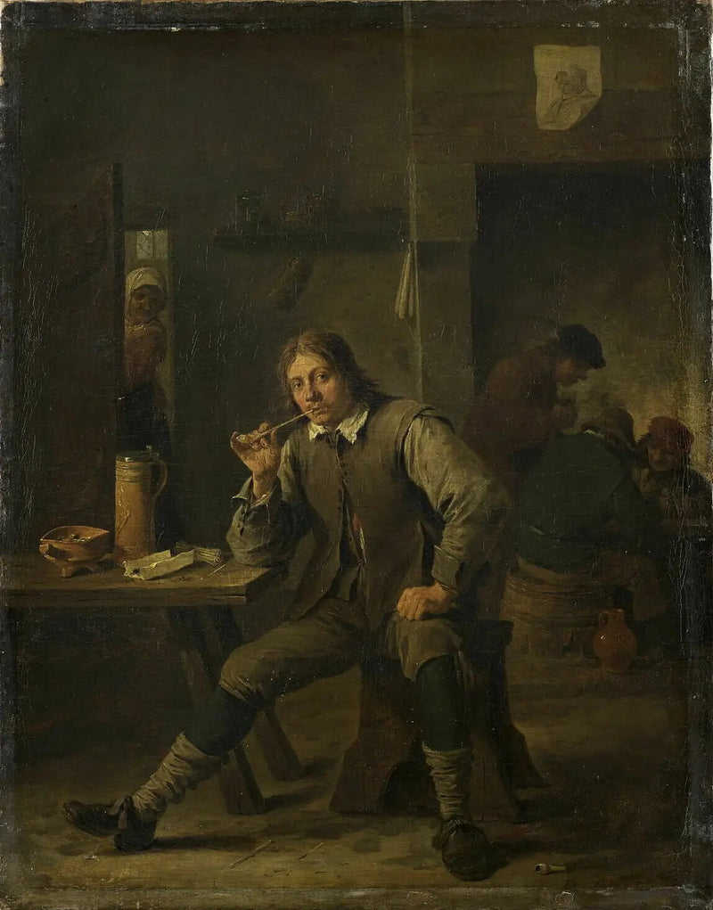 Fumante encostado a uma mesa - David Teniers, o Jovem
