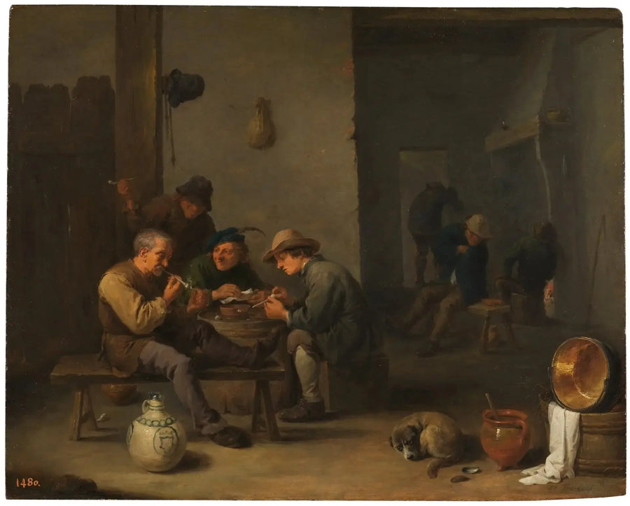 Fumantes em uma taverna - David Teniers, o Jovem