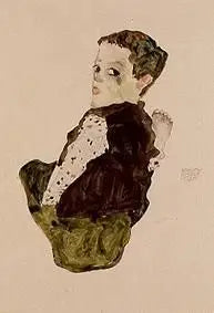Menino sentado (Sitzender Knabe) - Egon Schiele