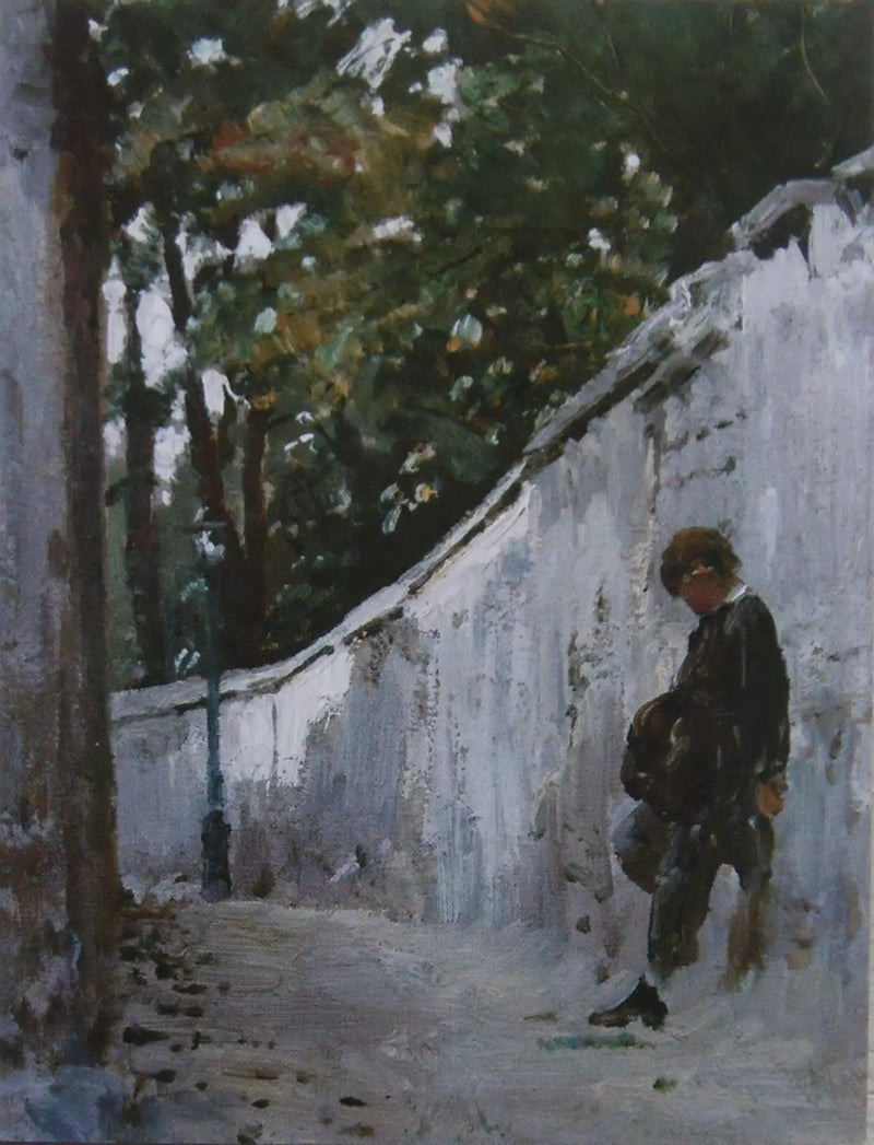 Menino na parede do jardim. Montmartre - Ilya Repin
