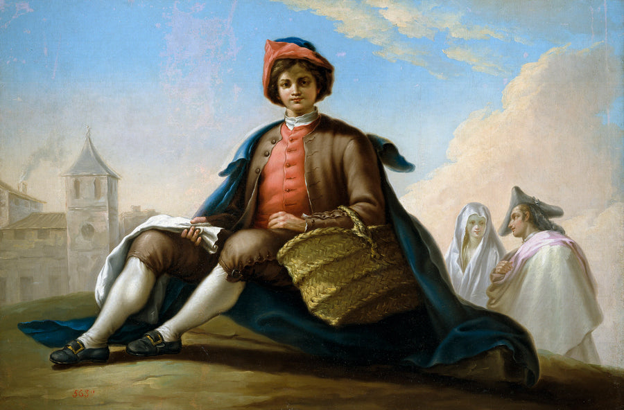 Garçon avec un panier en osier - Ramón Bayeu