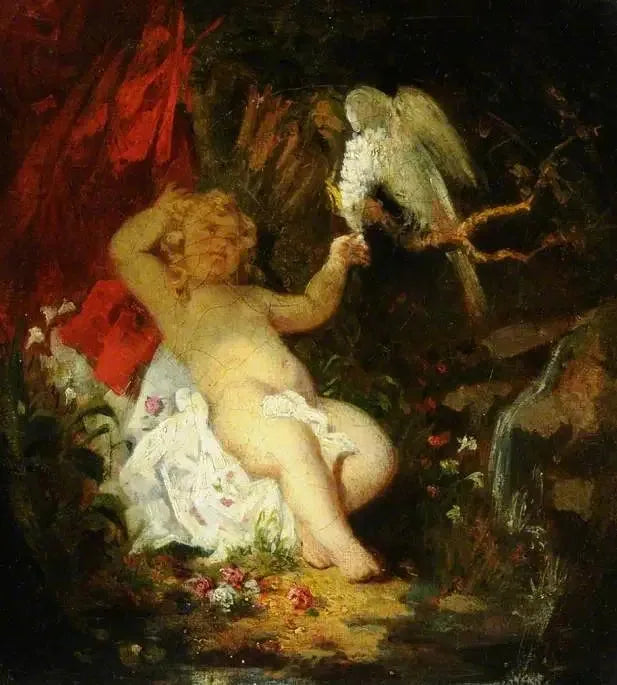 Menino com um papagaio - Gustave Courbet