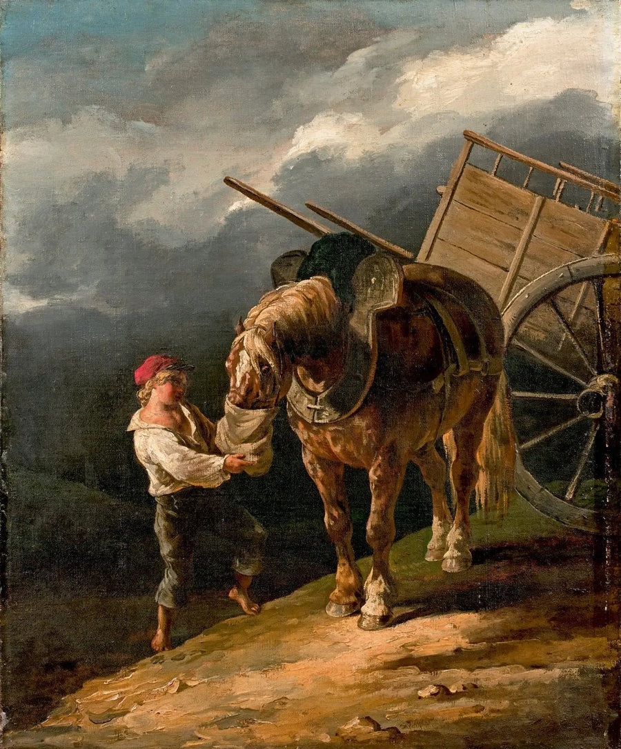 Menino dando aveia a um cavalo desengatado - Théodore Géricault