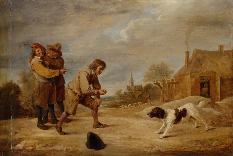Menino fazendeiro com seu cachorro - David Teniers o Jovem