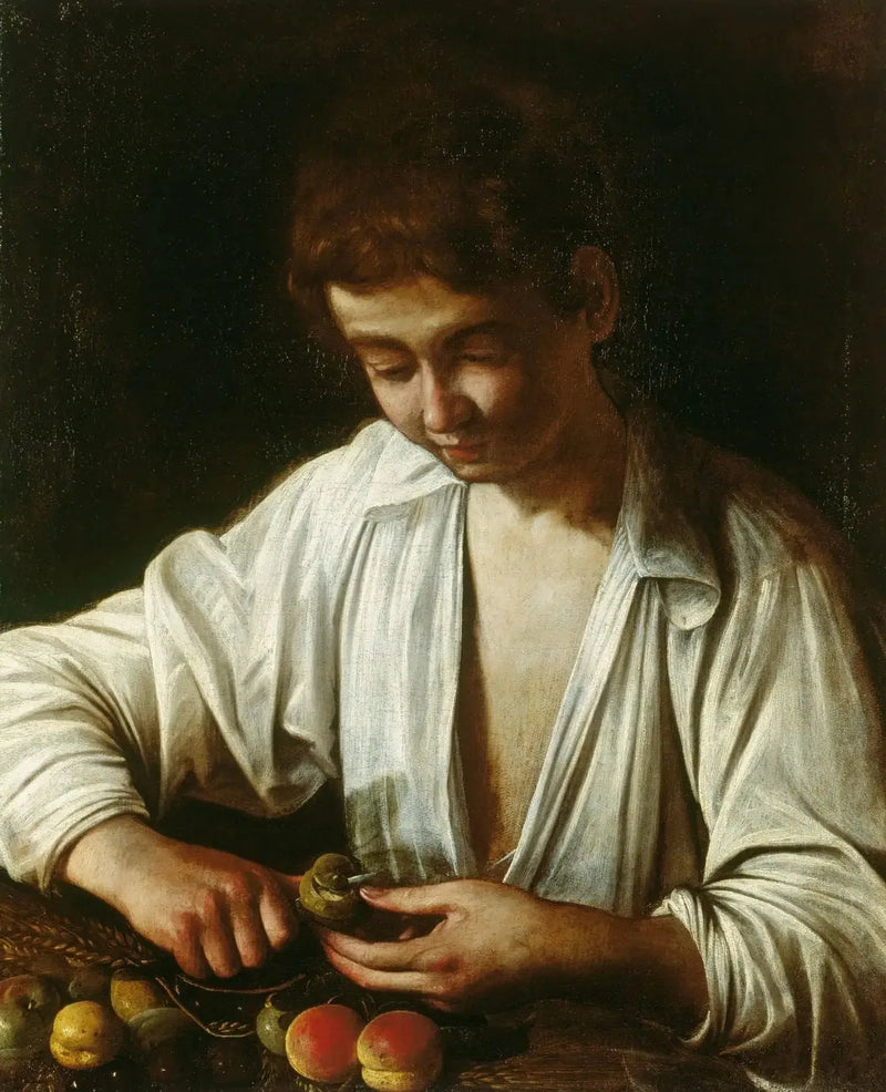 Garoto descascando uma fruta - Le Caravage