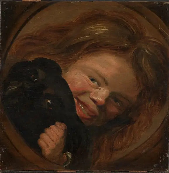 Menino rindo com um cachorro - Frans Hals