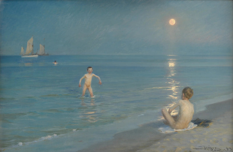 Meninos se banhando em Skagen. Noite de verão - Peder Severin Krøyer