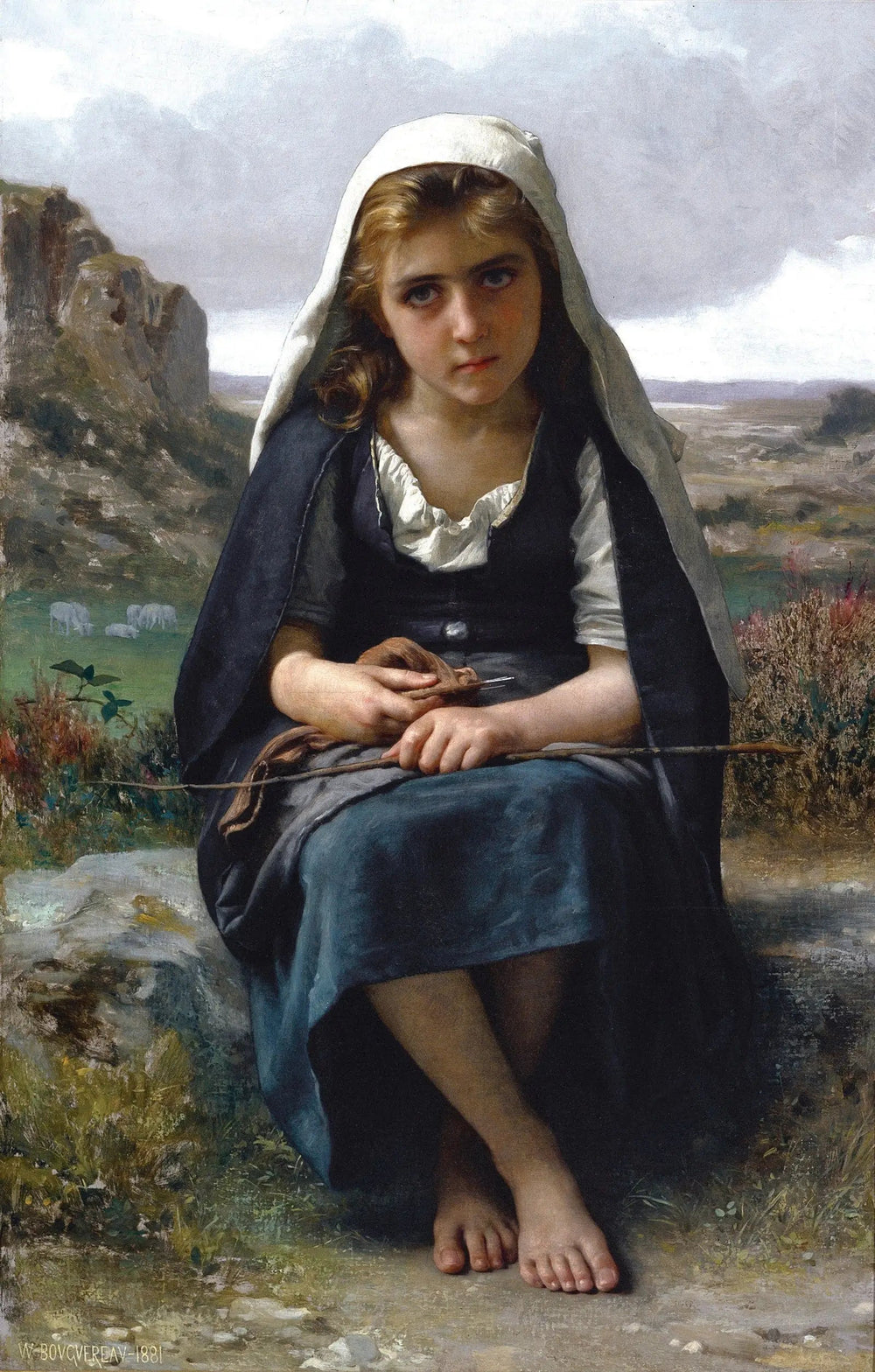 Gardeuse de moutons - Bouguereau image 1 reproduction de peinture à l’huile