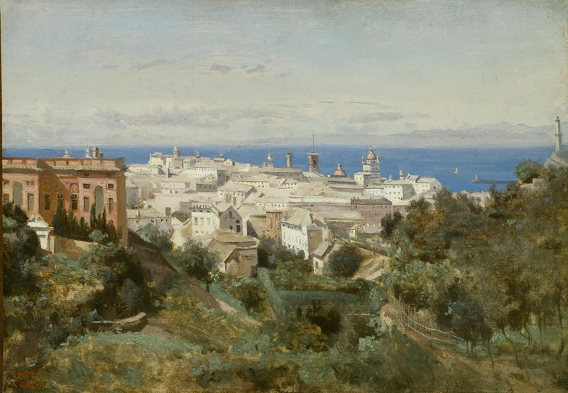 Gênes, vista do passeio Acqua Sola - Jean-Baptiste Camille Corot