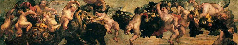 Gênios usando uma guirlanda - Peter Paul Rubens
