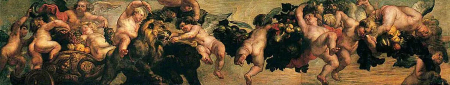 Gênios usando uma guirlanda - Peter Paul Rubens