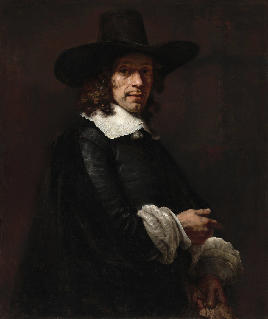 Retrato de um homem com um chapéu de cilindro e luvas - Rembrandt