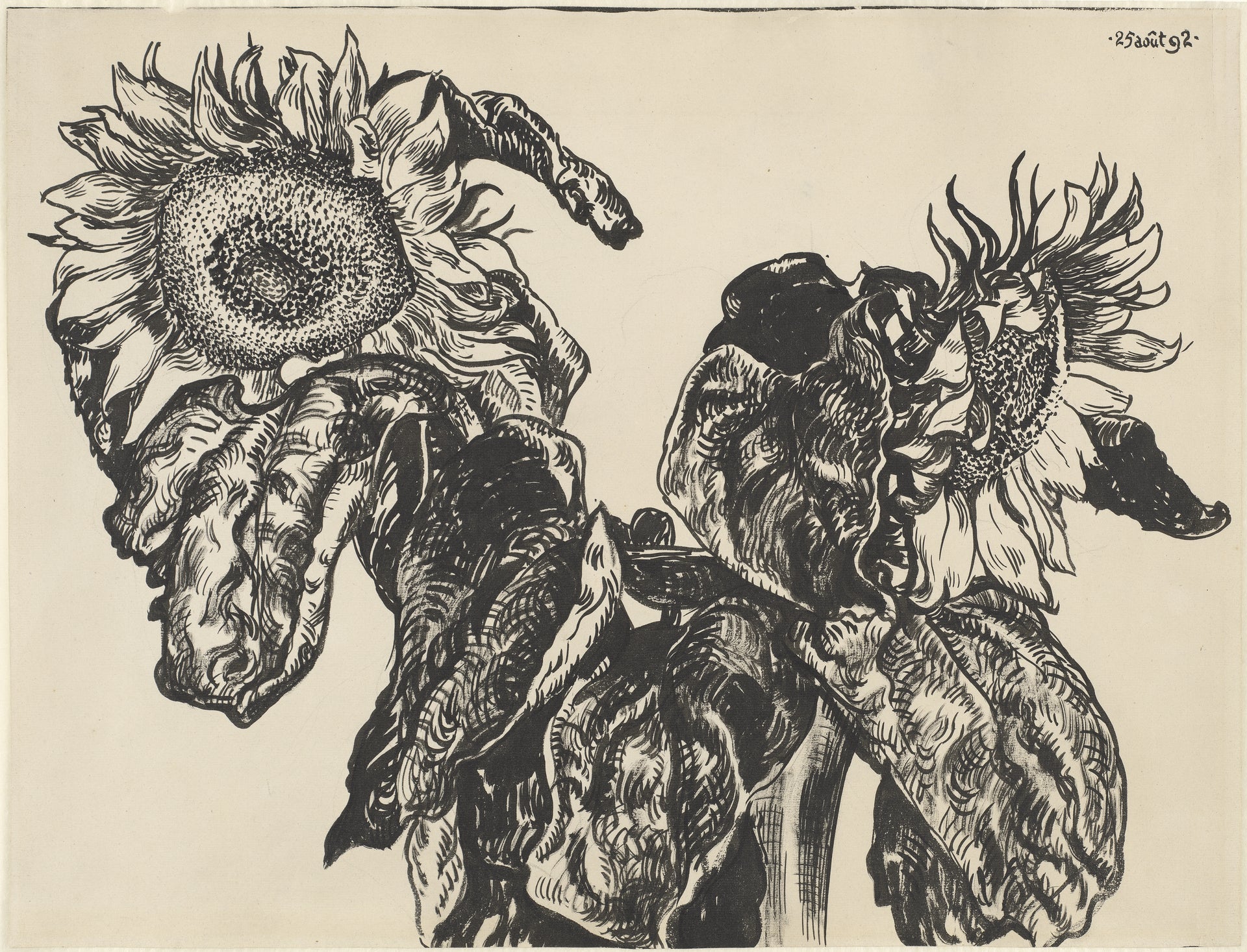 Tournesols, 1892 de Georges Lemmen, reproduction du tableau