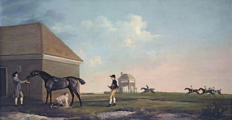 Gimcrack em Newmarket Heath, com um treinador, um tratador e um jóquei - George Stubbs