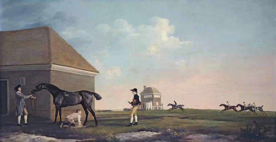Gimcrack em Newmarket Heath, com um treinador, um tratador e um jóquei - George Stubbs