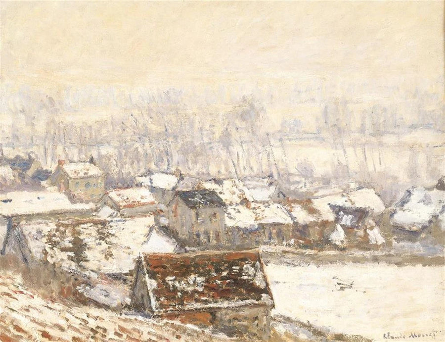 A Vila de Giverny sob a neve W1055 - Claude Monet