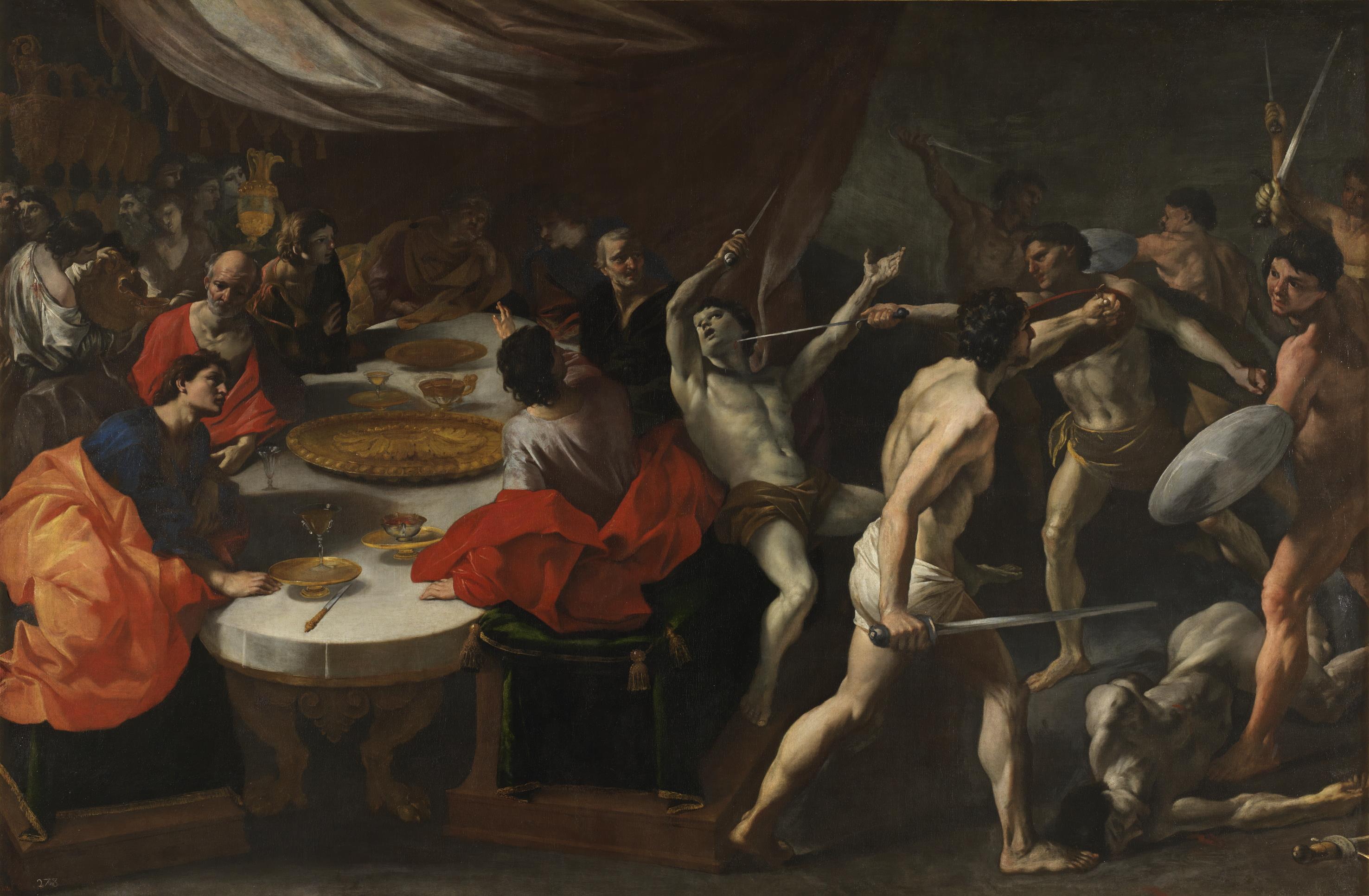 Gladiateurs à un banquet - Giovanni Lanfranco image 1 reproduction artisanale de tableau
